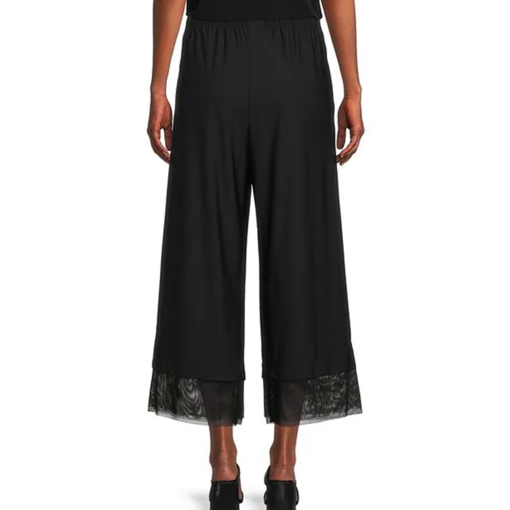 IC Collection Cropped Straight Leg Double Layered Mesh Hem pull- on pants - Picture 3 of 14